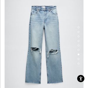Zara Ripped Wide Leg Jeans